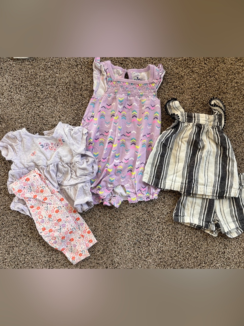 Lilac Chevron Baby Romper with Rainbow Arrows